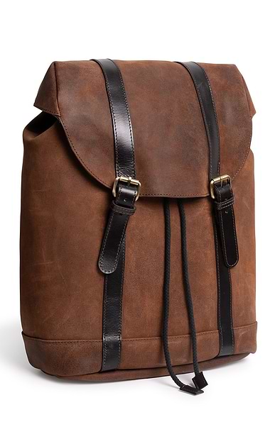 Men's Large Leather Buckle Rucksack