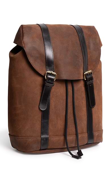 Men's Large Leather Buckle Rucksack