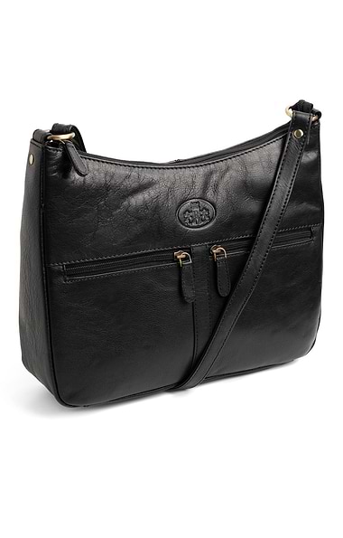 Ladies Two Zip Scoop Cross Body Bag