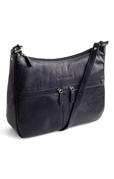 Ladies Two Zip Scoop Cross Body Bag