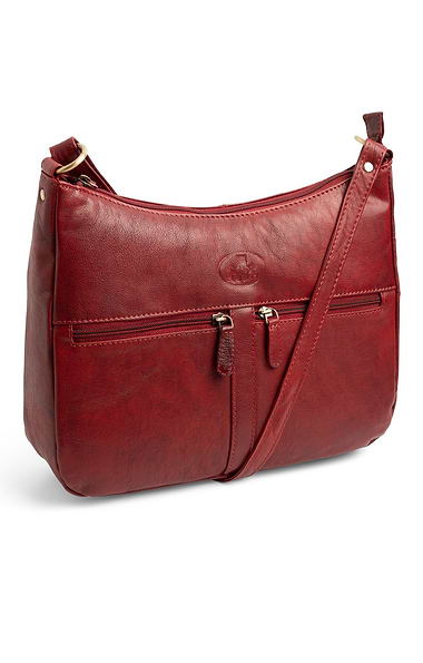 Ladies Two Zip Scoop Cross Body Bag