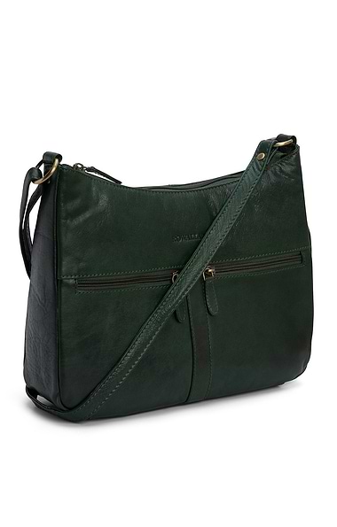 Ladies Two Zip Scoop Cross Body Bag