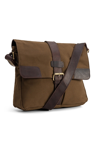 Leather and Canvas Messenger Bag
