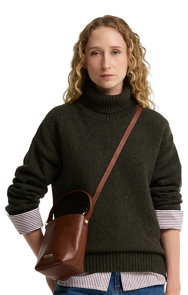 Ladies Barbour Cedar Mini Leather Bucket Bag