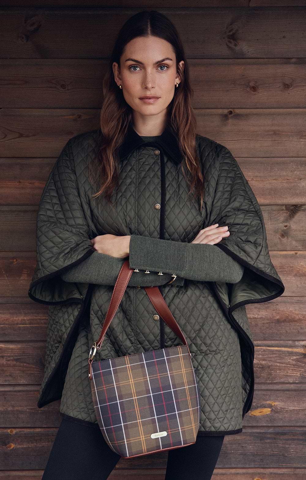 Ladies Barbour Cedar Tartan Bucket Bag, Brown House of Bruar
