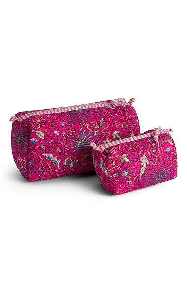 Ladies Set of 2 Quilted Cotton Wash Bags