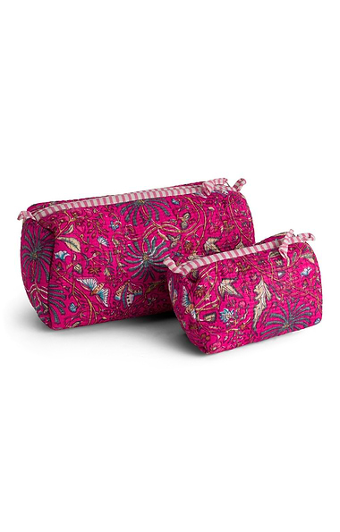 Ladies Set of 2 Quilted Cotton Wash Bags