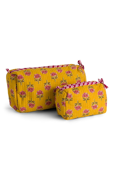 Ladies Set of 2 Quilted Cotton Wash Bags