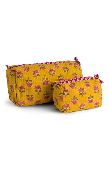 Ladies Set of 2 Quilted Cotton Wash Bags