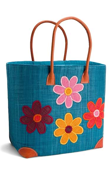 Large Raffia Flower Tote