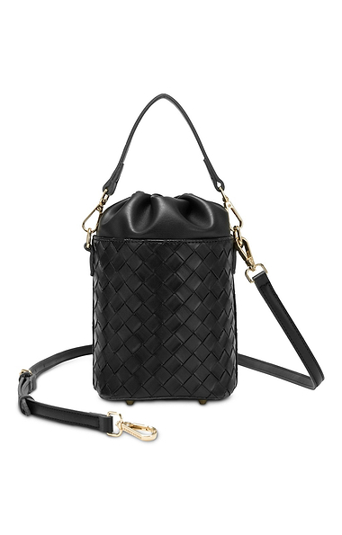 Ladies Woven Drawstring Bucket Bag