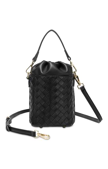 Ladies Woven Drawstring Bucket Bag