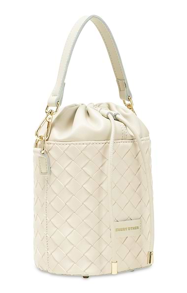 Ladies Woven Drawstring Bucket Bag