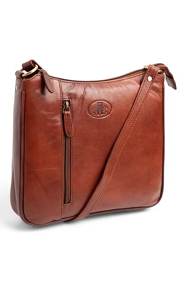 Ladies Leather Side Zip Strap Bag
