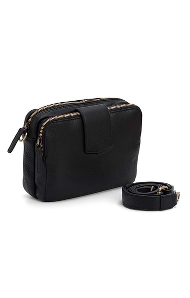 Ladies Double Zip Leather Crossbody Bag