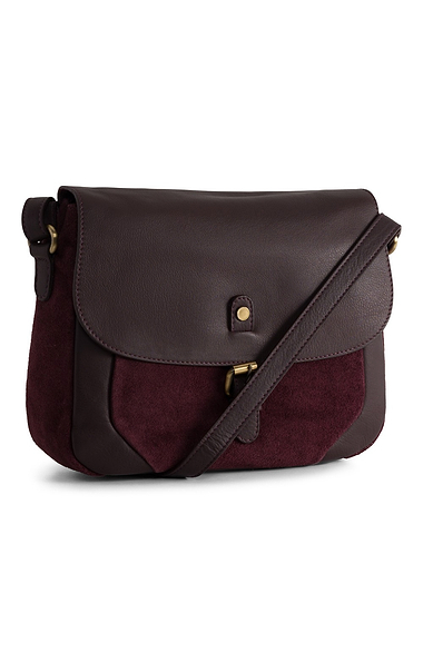 Ladies Suede And Leather Foldover Bag