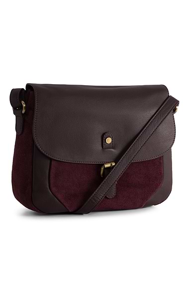 Ladies Suede And Leather Foldover Bag