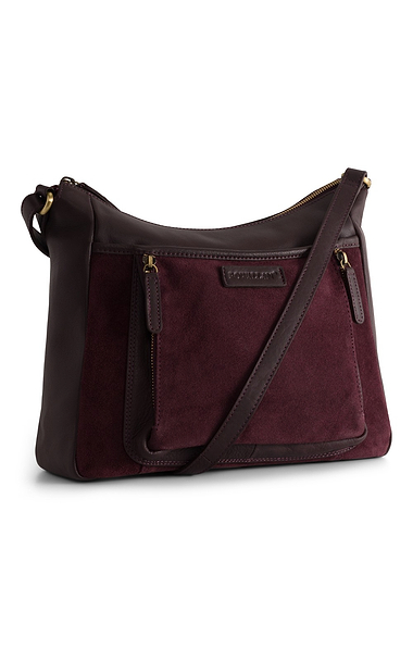 Ladies Suede And Leather Front Pocket Bag
