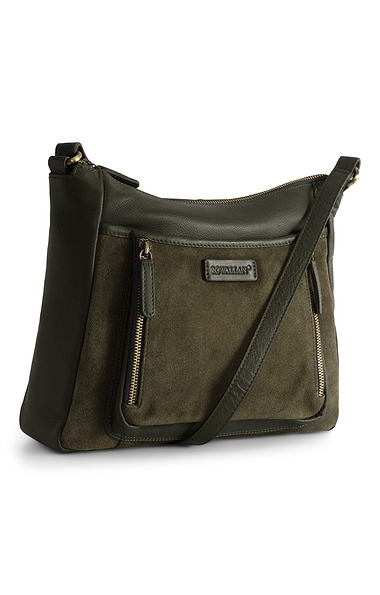 Ladies Suede And Leather Front Pocket Bag