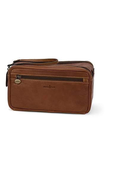 Leather Zip Top Washbag