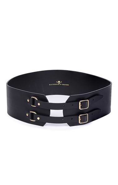 Ladies Mackenzie & George Wide Double Buckle Leather Belt