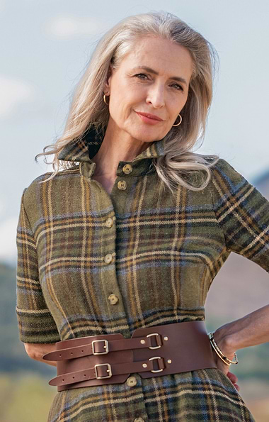 Ladies Mackenzie & George Wide Double Buckle Leather Belt
