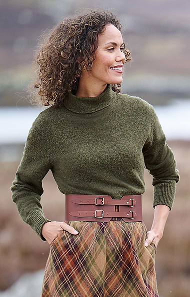 Ladies Mackenzie & George Wide Double Buckle Leather Belt