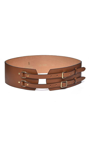 Ladies Mackenzie & George Wide Double Buckle Leather Belt
