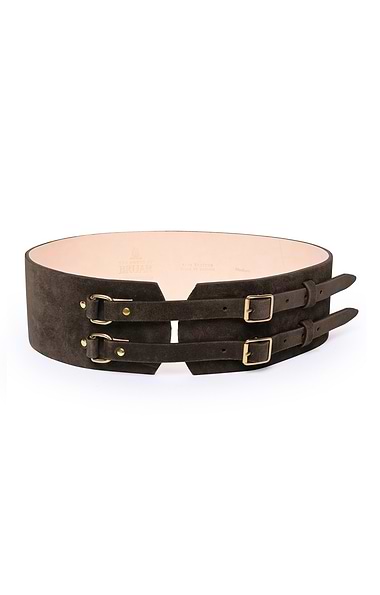 Ladies Wide Double Buckle Suede Belt