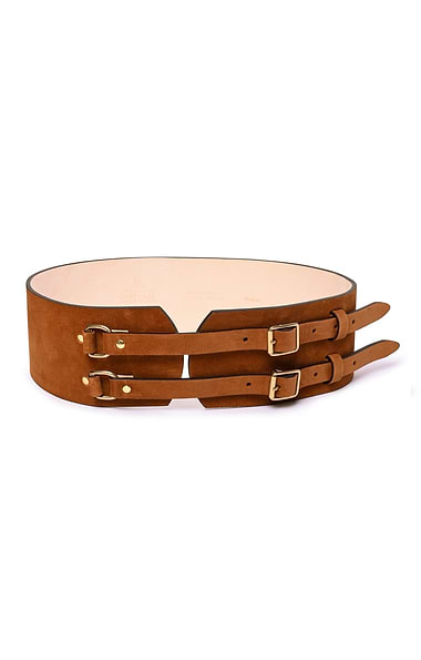 Ladies Wide Double Buckle Suede Belt