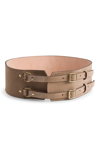 Ladies Wide Double Buckle Suede Belt