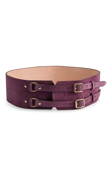 Ladies Wide Double Buckle Suede Belt
