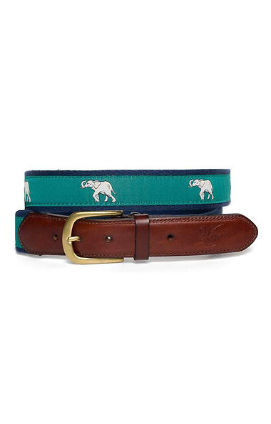 Men's Sporting Motif Canvas & Leather Belt