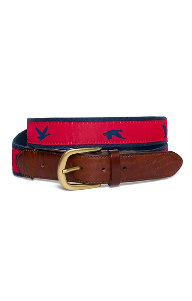 Men's Sporting Motif Canvas & Leather Belt