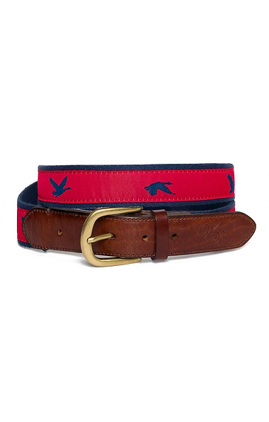 Men's Sporting Motif Canvas & Leather Belt