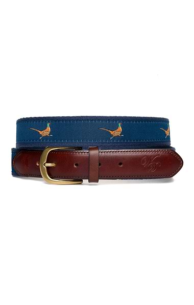 Men's Sporting Motif Canvas & Leather Belt