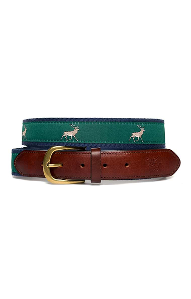 Men's Sporting Motif Canvas & Leather Belt