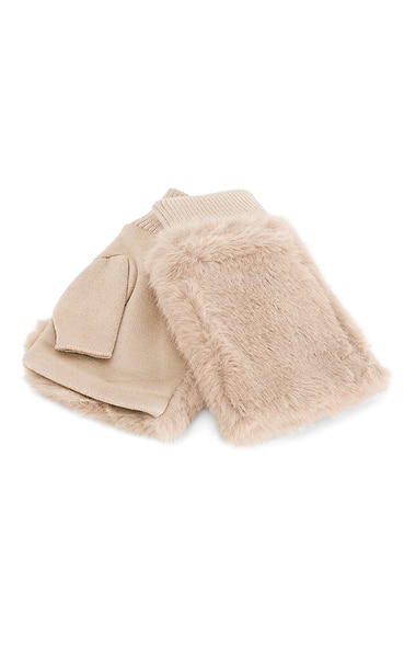 Ladies Faux Fur Fingerless Mitts