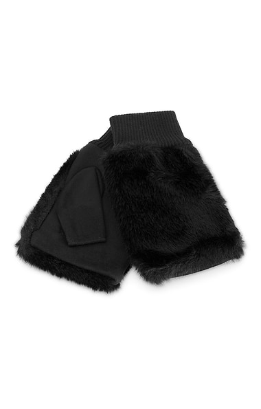 Ladies Faux Fur Fingerless Mitts