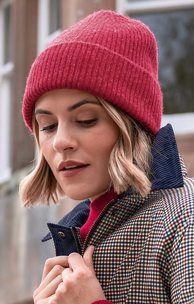 Robert Mackie Lambswool Ribbed Beanie Hat