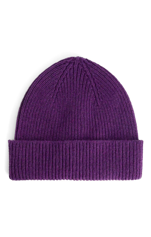 Robert Mackie Lambswool Ribbed Beanie Hat