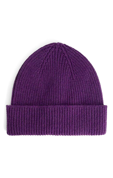 Robert Mackie Lambswool Ribbed Beanie Hat