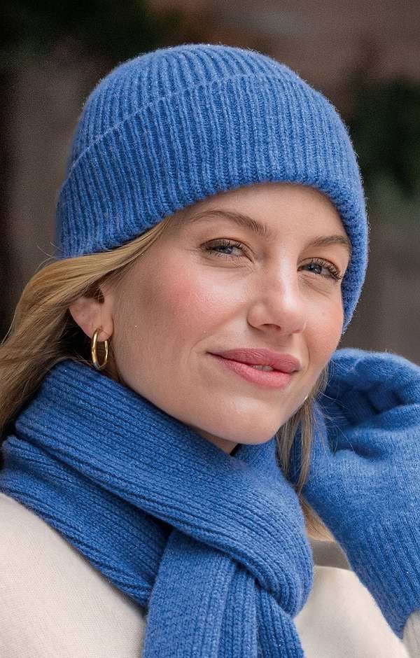 Robert Mackie Lambswool Ribbed Beanie Hat
