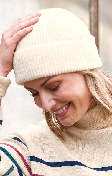 Robert Mackie Lambswool Ribbed Beanie Hat