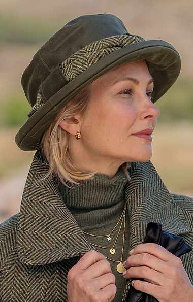 Ladies Wax Chiltern Hat with Tweed Band