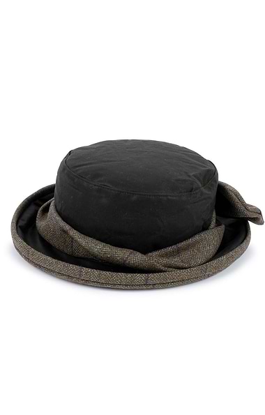 Ladies Waxed Cotton British Tweed Bow Hat