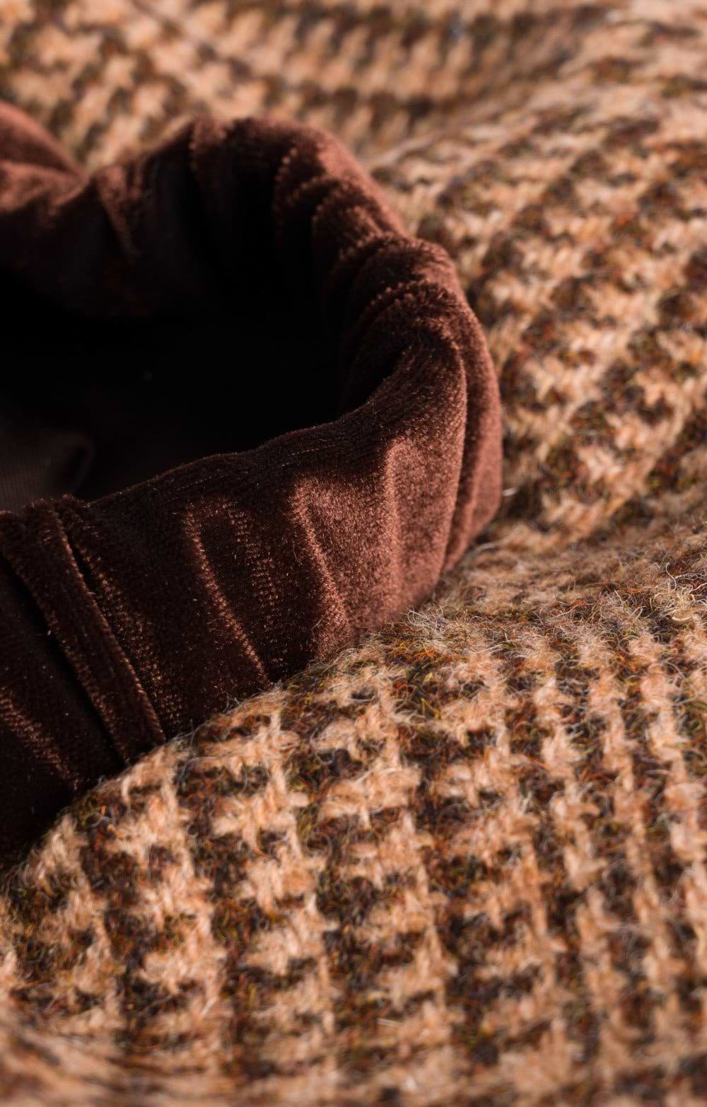 HIGHER×HARRIS TWEED HERRINGBONE BERET Wool Beret Tam - Harris Tweed - Beige Herringbone – Highland