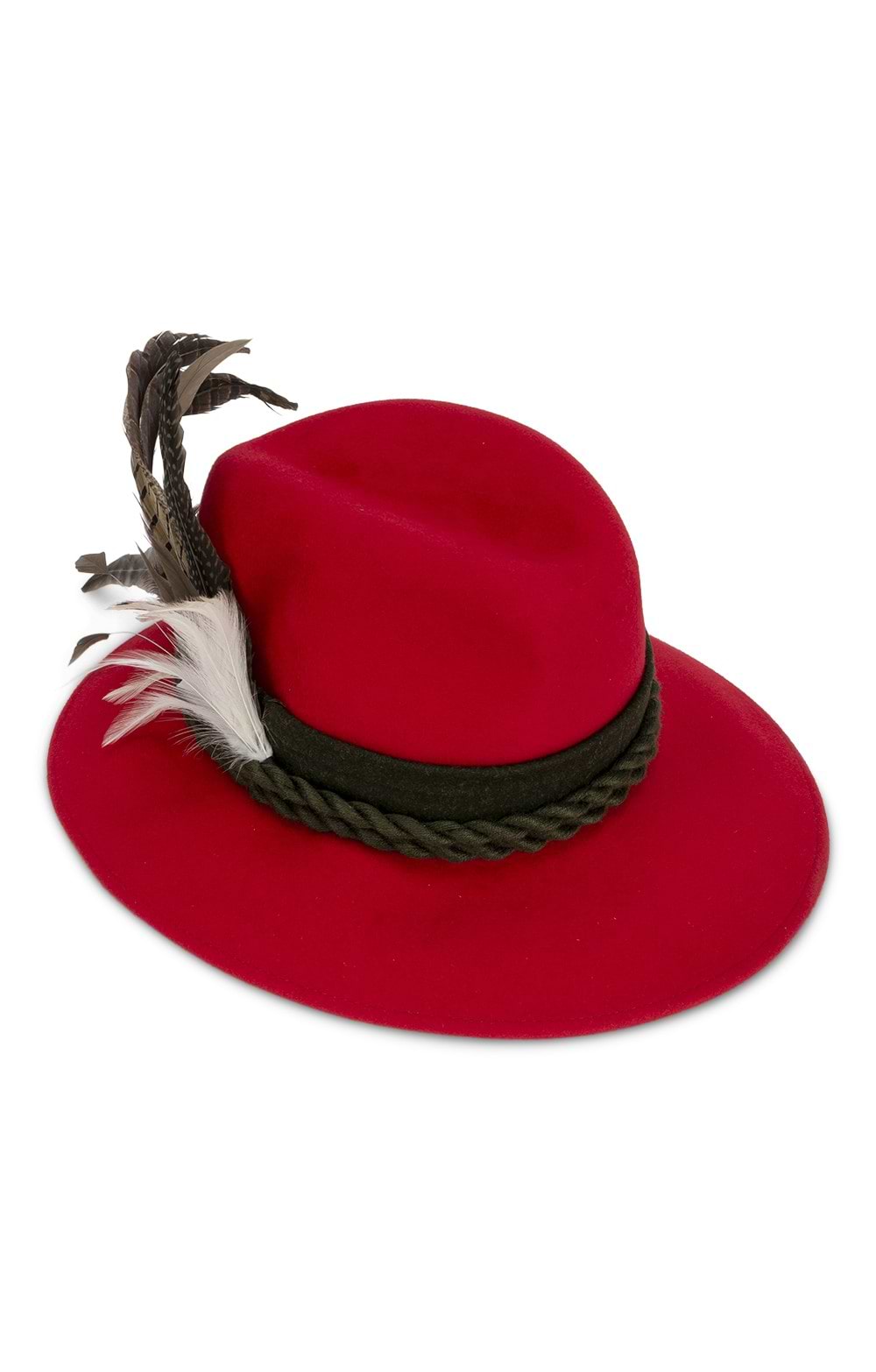 Ladies Austrian Feather Hat, Red - House of Bruar