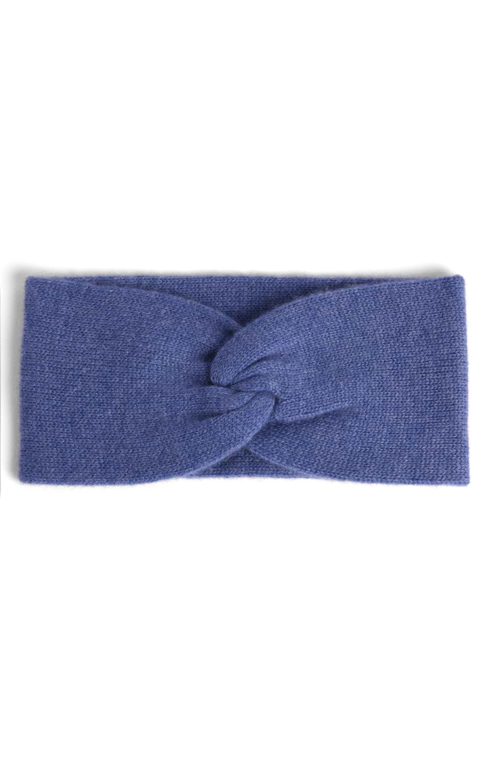 Blue 100% Cashmere Headband Rege - Navy cashmere headband with English ribs for women  main image 3
