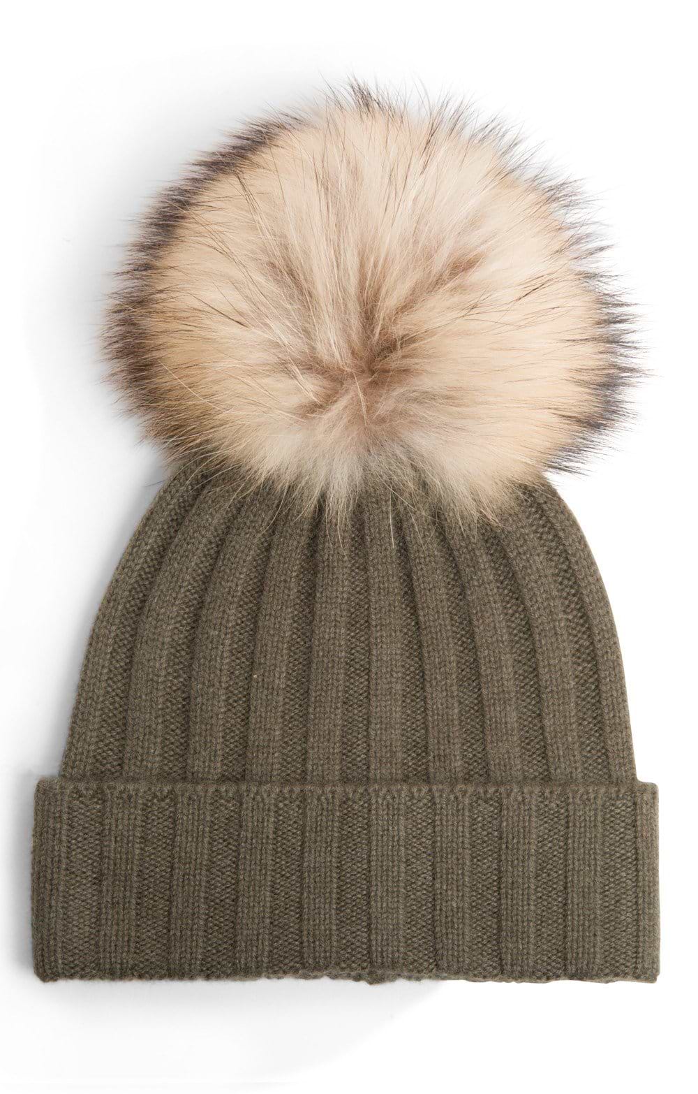 ? Cashmere Luxurious Green Hat Gray Pom Pom Handmade 100% cashmere women main image 2